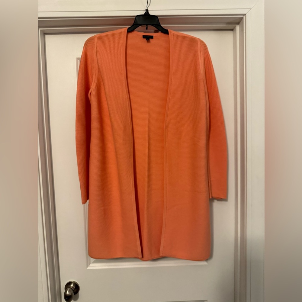 Talbots Women’s Size Medium Salmon Long Sweater Cardigan NWOT No Buttons Open